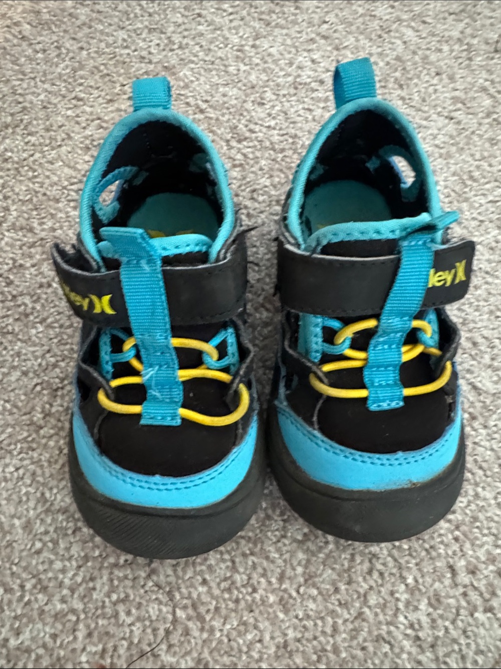 Hurley Kids Black, Teal & Yellow Hook-and-Loop water Sneakers